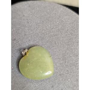 Vintage Chrysoprase Nephrite Stone Heart Pendant
